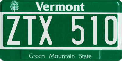 VT license plate ZTX510