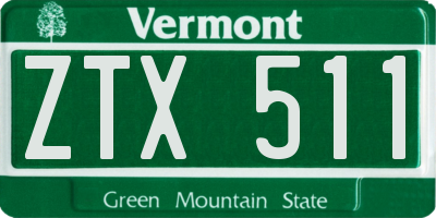 VT license plate ZTX511