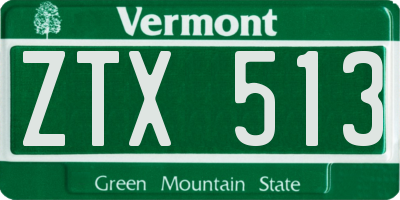 VT license plate ZTX513