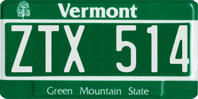 VT license plate ZTX514