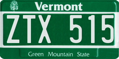 VT license plate ZTX515