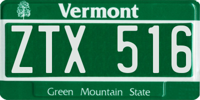 VT license plate ZTX516