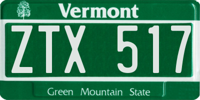 VT license plate ZTX517