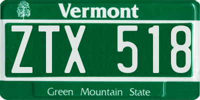 VT license plate ZTX518