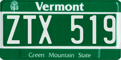 VT license plate ZTX519