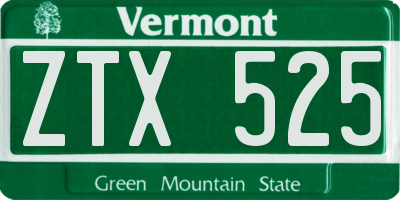 VT license plate ZTX525