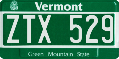 VT license plate ZTX529