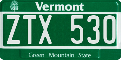 VT license plate ZTX530