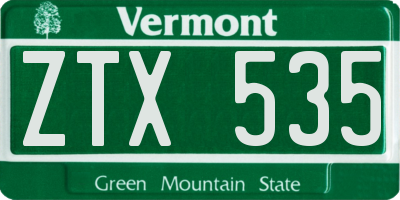 VT license plate ZTX535