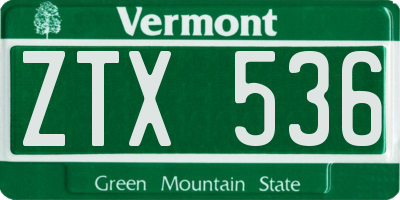 VT license plate ZTX536
