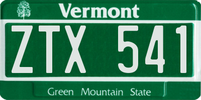 VT license plate ZTX541