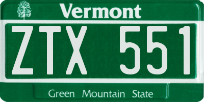 VT license plate ZTX551