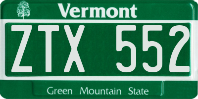 VT license plate ZTX552