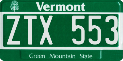 VT license plate ZTX553