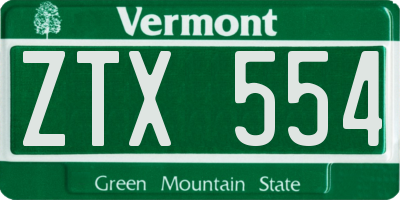 VT license plate ZTX554