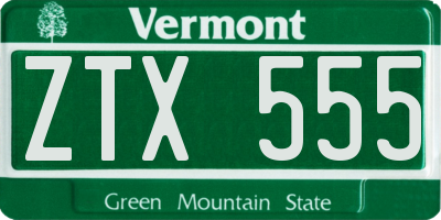 VT license plate ZTX555