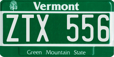 VT license plate ZTX556
