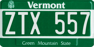 VT license plate ZTX557