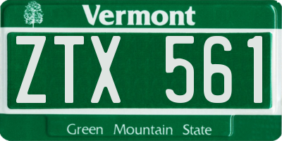 VT license plate ZTX561