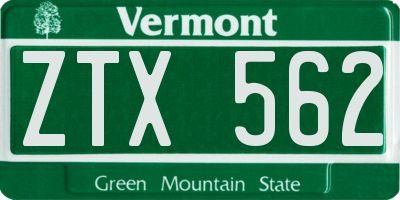 VT license plate ZTX562