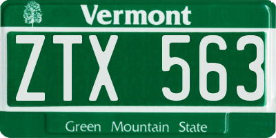 VT license plate ZTX563