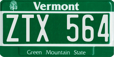 VT license plate ZTX564