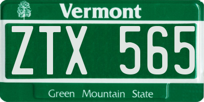 VT license plate ZTX565