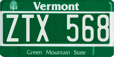 VT license plate ZTX568