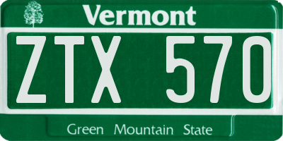 VT license plate ZTX570
