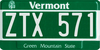 VT license plate ZTX571