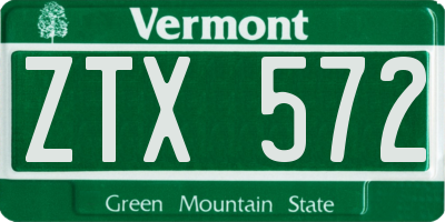 VT license plate ZTX572