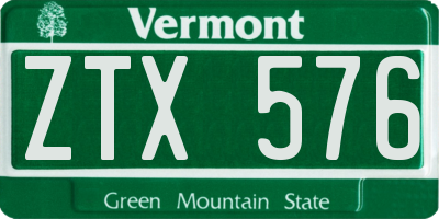 VT license plate ZTX576
