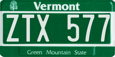 VT license plate ZTX577
