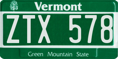 VT license plate ZTX578