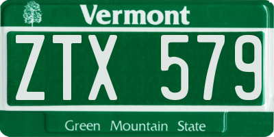 VT license plate ZTX579