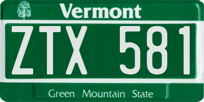 VT license plate ZTX581