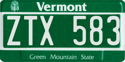 VT license plate ZTX583