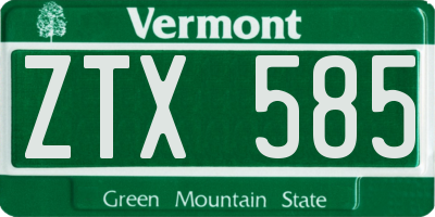 VT license plate ZTX585