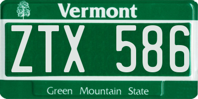 VT license plate ZTX586