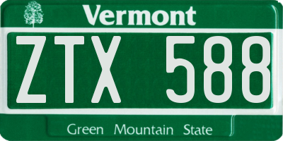 VT license plate ZTX588