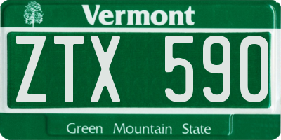 VT license plate ZTX590