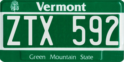 VT license plate ZTX592