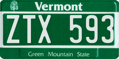 VT license plate ZTX593