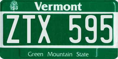 VT license plate ZTX595