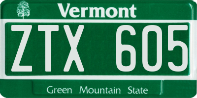 VT license plate ZTX605