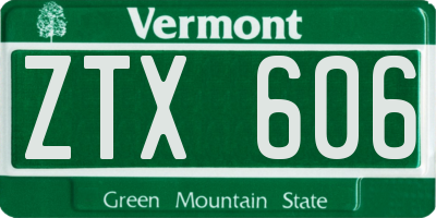 VT license plate ZTX606