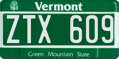 VT license plate ZTX609