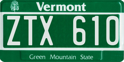 VT license plate ZTX610