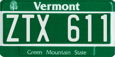 VT license plate ZTX611