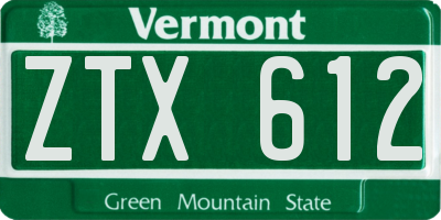 VT license plate ZTX612